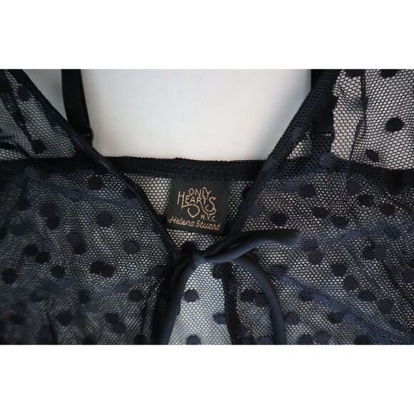 Only Hearts 8938 Women's Sz S Black Sheer Polka Dots Coucou Brigitte Bodysuit - Picture 4 of 7